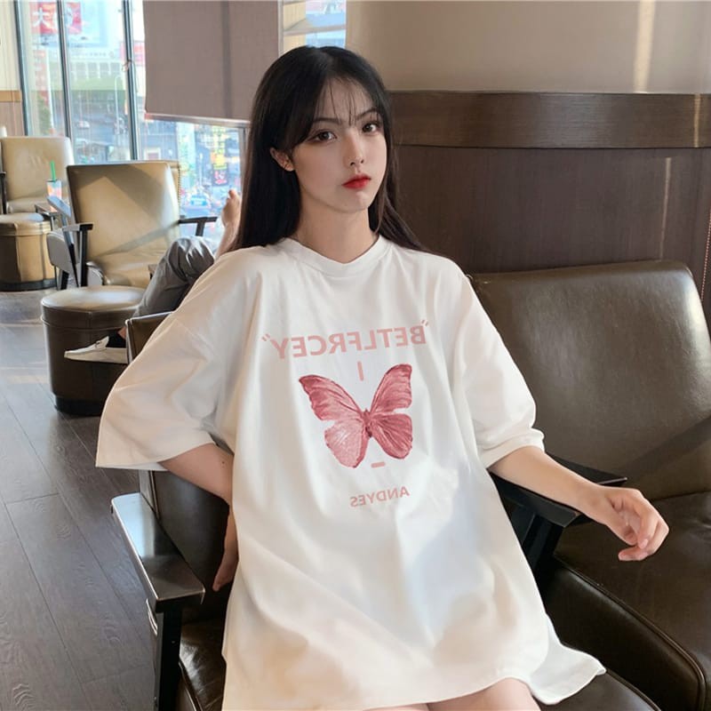 Kaos Wanita / Kaos Oversize / Kaos Jumbo/Oversize butterflypink