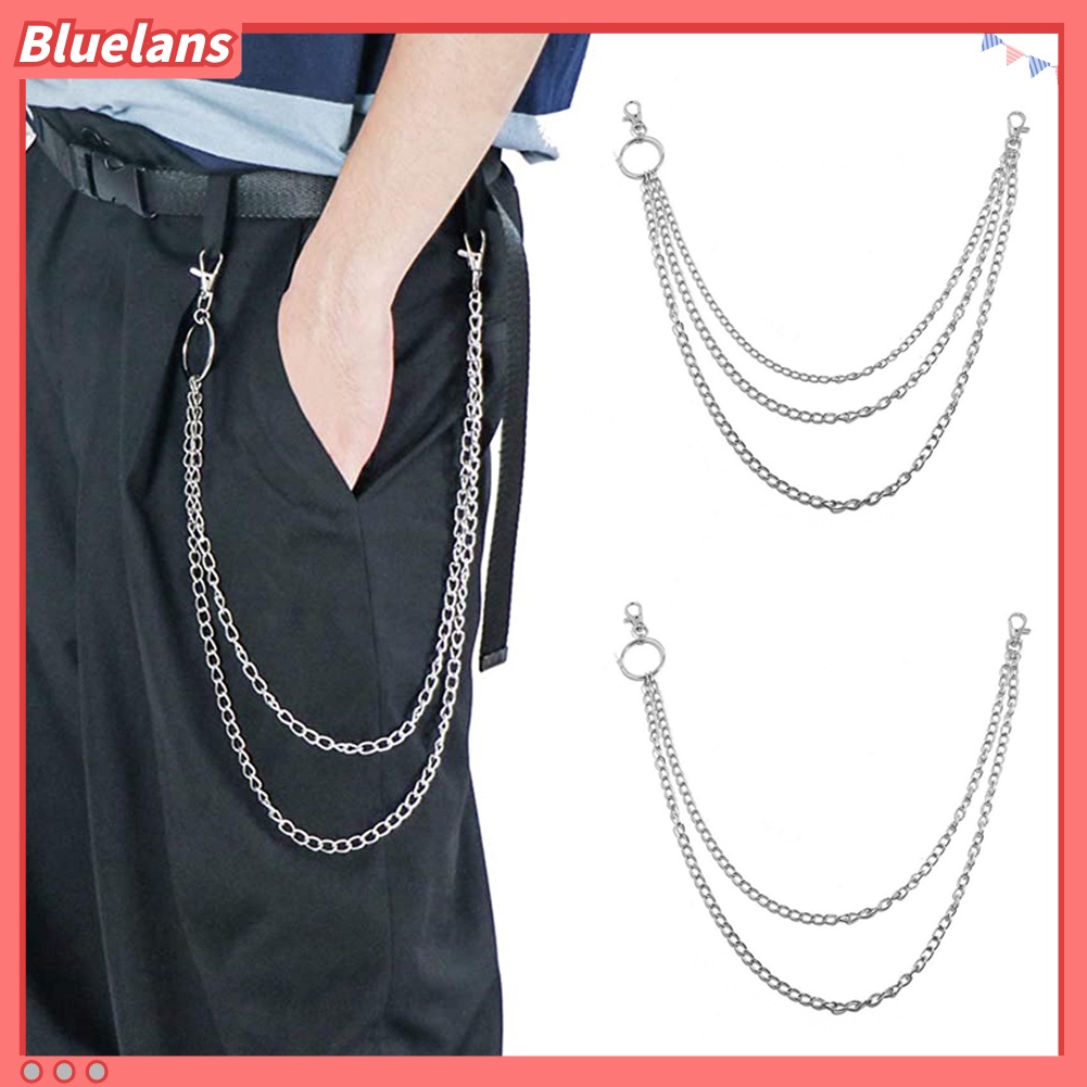 Bluelans Fashion Unisex Multi-layer Anti-Lost Pants Jeans Wallet Pocket Chain Keychain