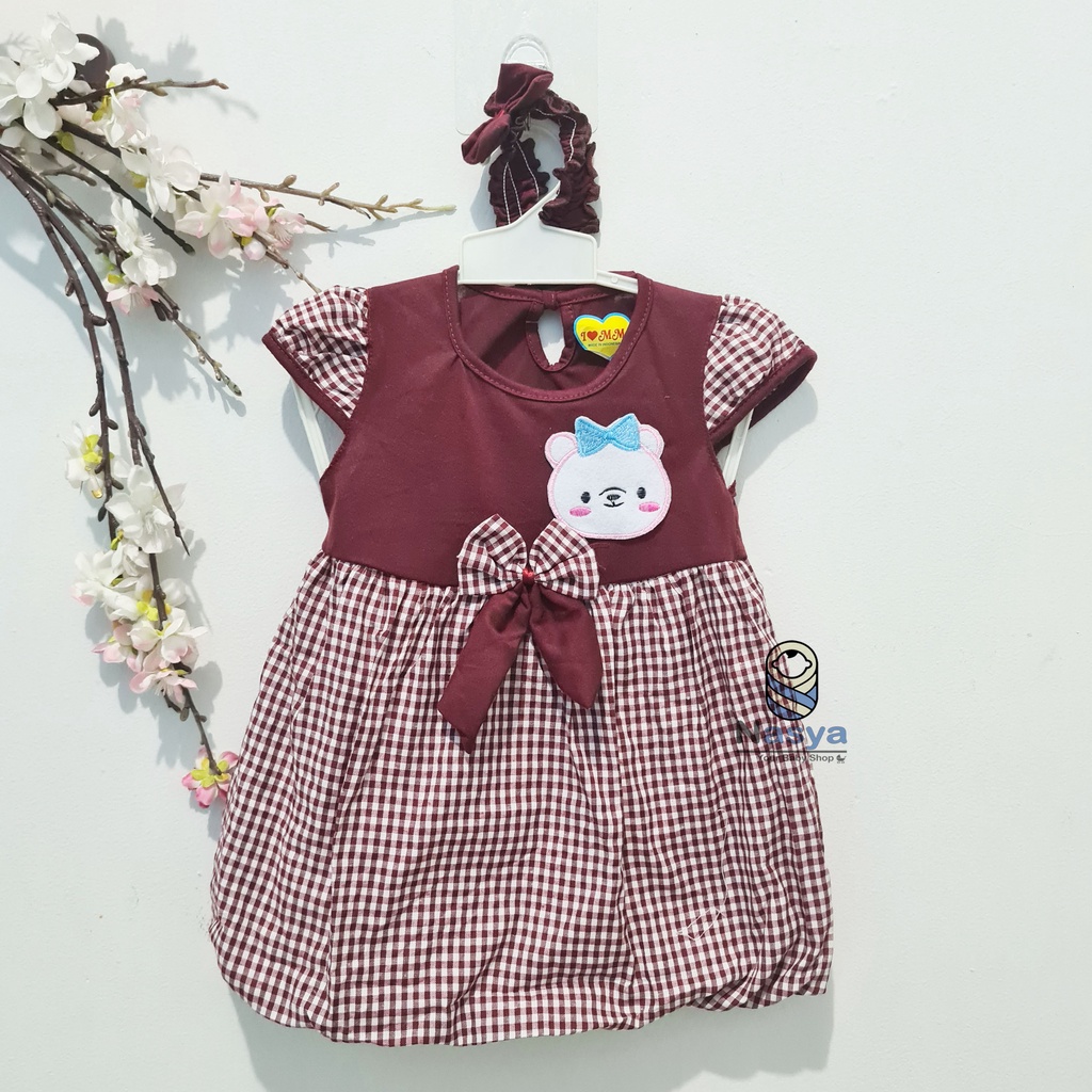 [MM-007] dress baju bayi 0 - 6 bulan motif hewan lucu + bandana murah