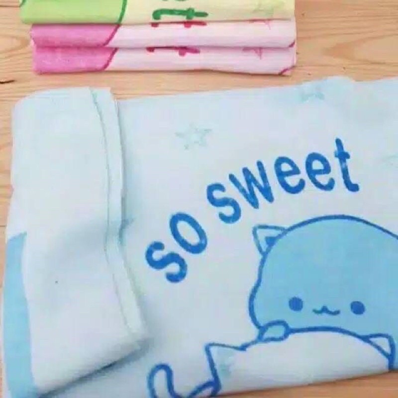 Handuk bayi ukuran 60x120 ivory bordir Terlaris termurah-Ivory sablon biru