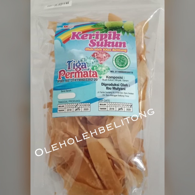 

Keripik sukun 3 permata bangka belitung. halal. Kerupuk ikan bangka belitung. Oleh-oleh legendaris. Kerupuk getas udang. kerupuk cumi. keripik. makanan ringan. krupuk renyah. tanpa pengawet. cemilan keluarga. cemilan anak. cemilan enak