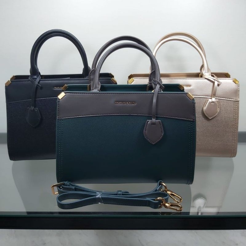 CK Metallic Edge Top Handle Bag