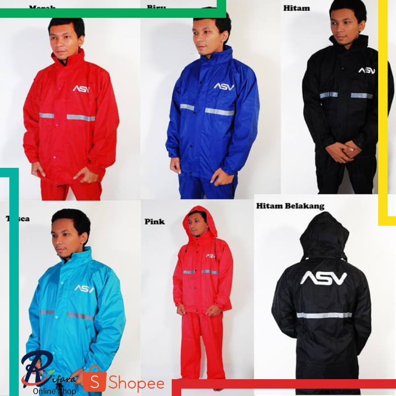 Murah Jas Hujan ASV 3 Bahan Parasut Jaket Celana Hujan Motor Model Axio 2017 - Pink M Keren