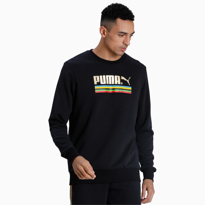 (100% ORIGINAL) Puma TFS Crew Sweater Black Rainbow Sweatshirt Unity - S Branded Ori Asli Authentic