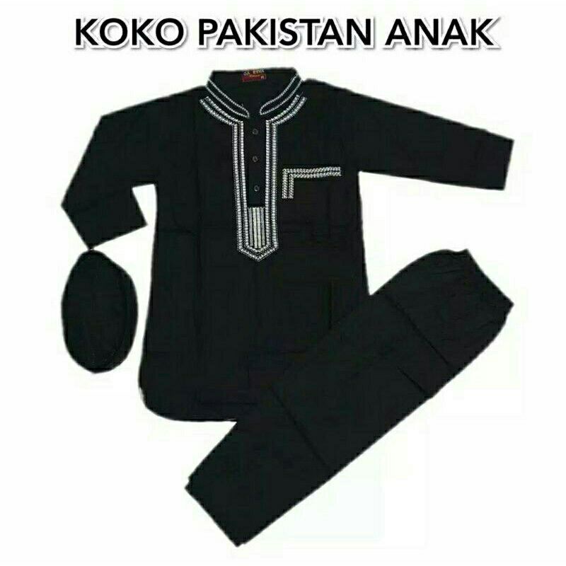 BAJU KOKO ANAK | KOKO MODEL PAKISTAN BORDIR HITAM & PUTIH