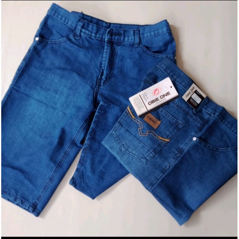 Celana Pendek Jeans Pria Standar Reguler Non Strerch Tidak Melar Celana Pendek Denim Pria Di Bawah Lutut