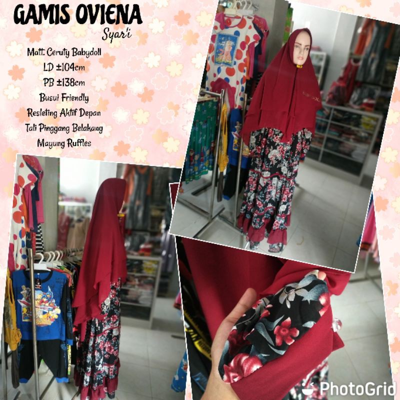Gamis Set Oviena Ceruty Babydoll Motif