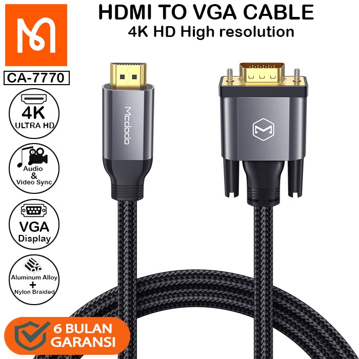 MCDODO 4K HD CABLE HDMI TO VGA 2M KABEL HDMI VGA 2 METER VGA TO HDMI