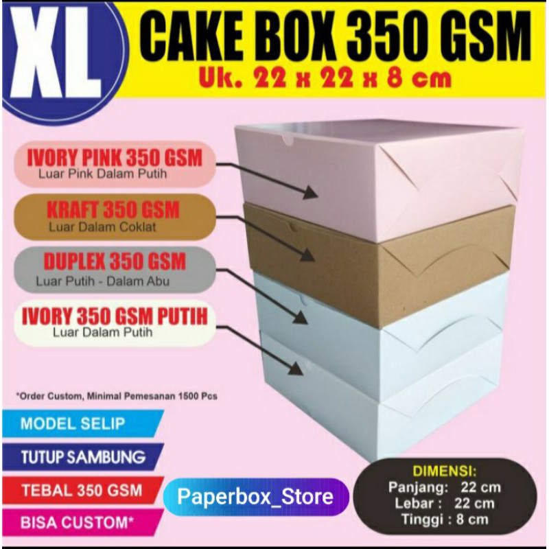 

Cake Box Dus Kotak Catering Kue Bolu Polos Tebal 350gsm || CBXL || 22x22