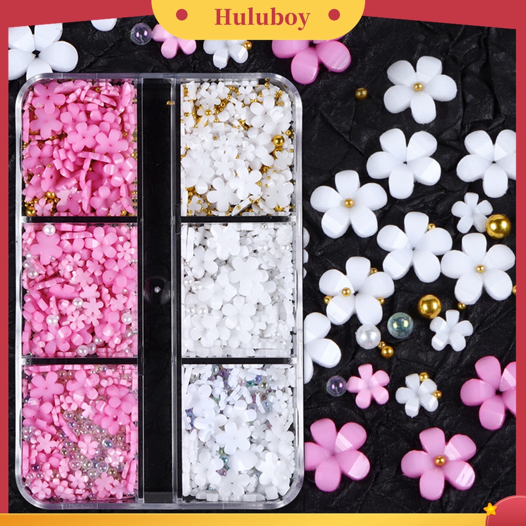 Huluboy Huluboy♡ 6 Sekat / Set Hiasan Kuku Bentuk Kelopak Bunga Bahan Resin Untuk Aksesoris Nail Art / Manicure