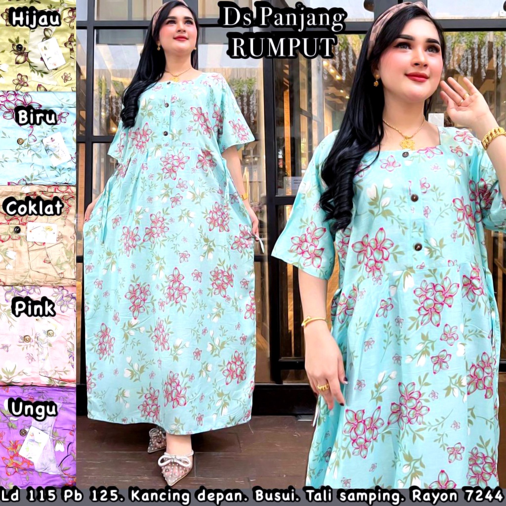 DASTER RAYON MARIA PANJANG | DRESS PANJANG SEMATA KAKI | DASTER KEKINIAN BUSUI KANCING DEPAN MURAH