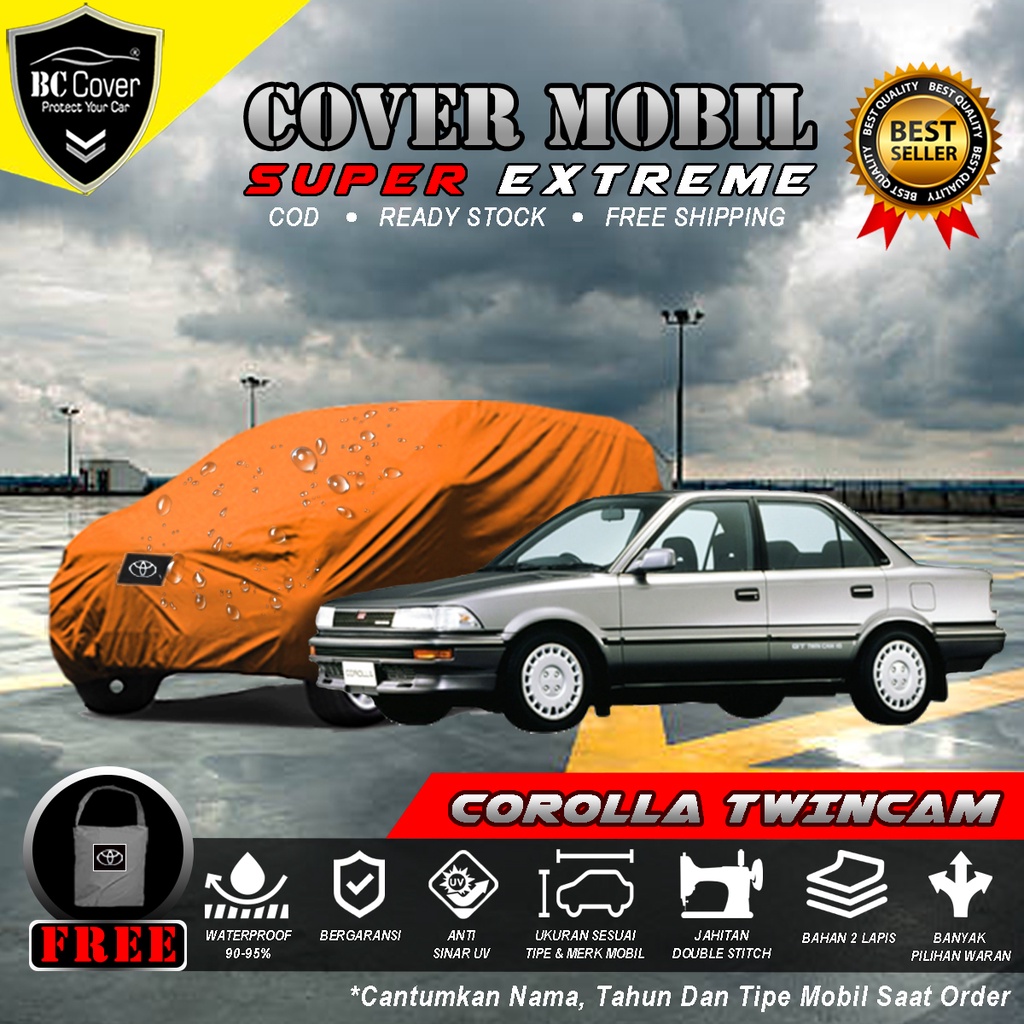 Body Cover Mobil Corolla Twincam Waterproof / Sarung Mobil Toyota Twincam Waterproof / Selimut Tutup Penutup Mantol Kerudung Mantel Mobil Sedan Corolla Twincam Waterproof Outdoor Anti Air