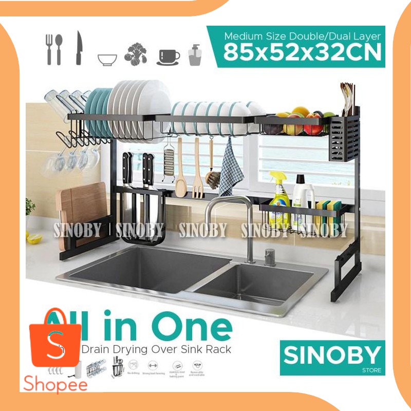 Promo parts Rak Sink Wastafel Dapur 85Cm Pengering Piring Drain Rack Serbagu Murah