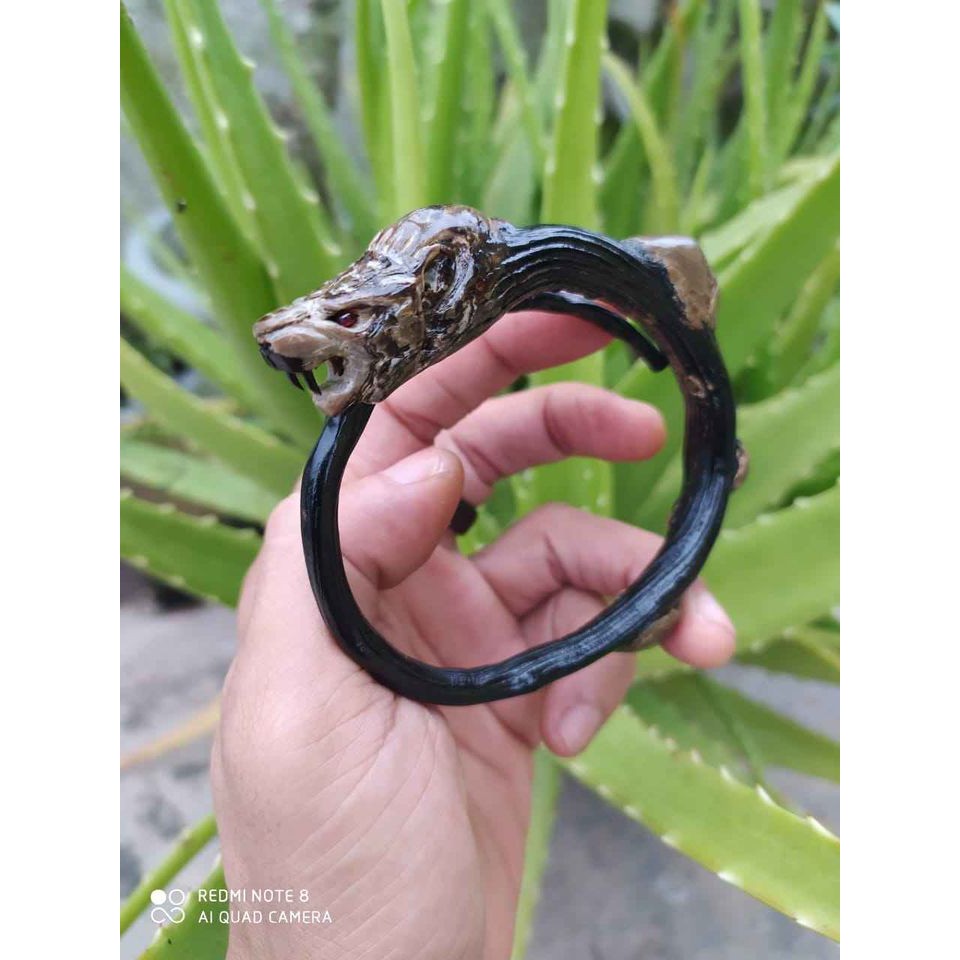 Gelang akar bahar bonggol ukir maung