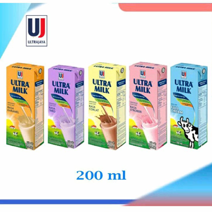 

Ultra Milk Susu UHT Full Cream Stroberi Taro Coklat Karamel 200 ML