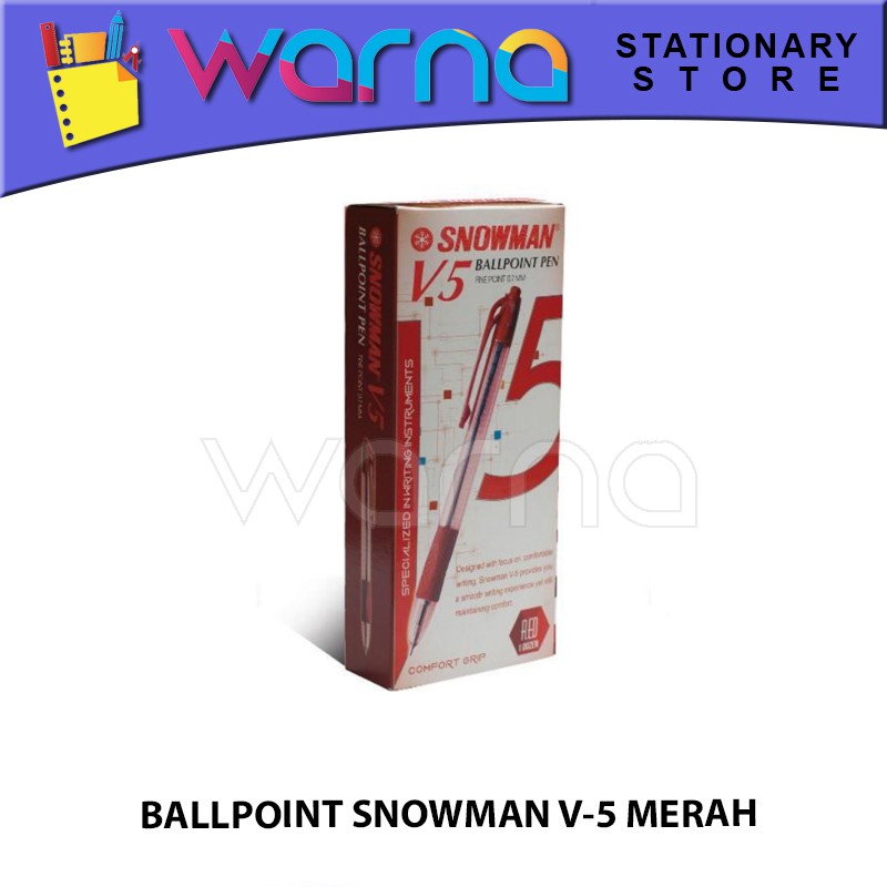

PEN PULPEN BOLPEN BALLPOINT SNOWMAN V-5 MERAH