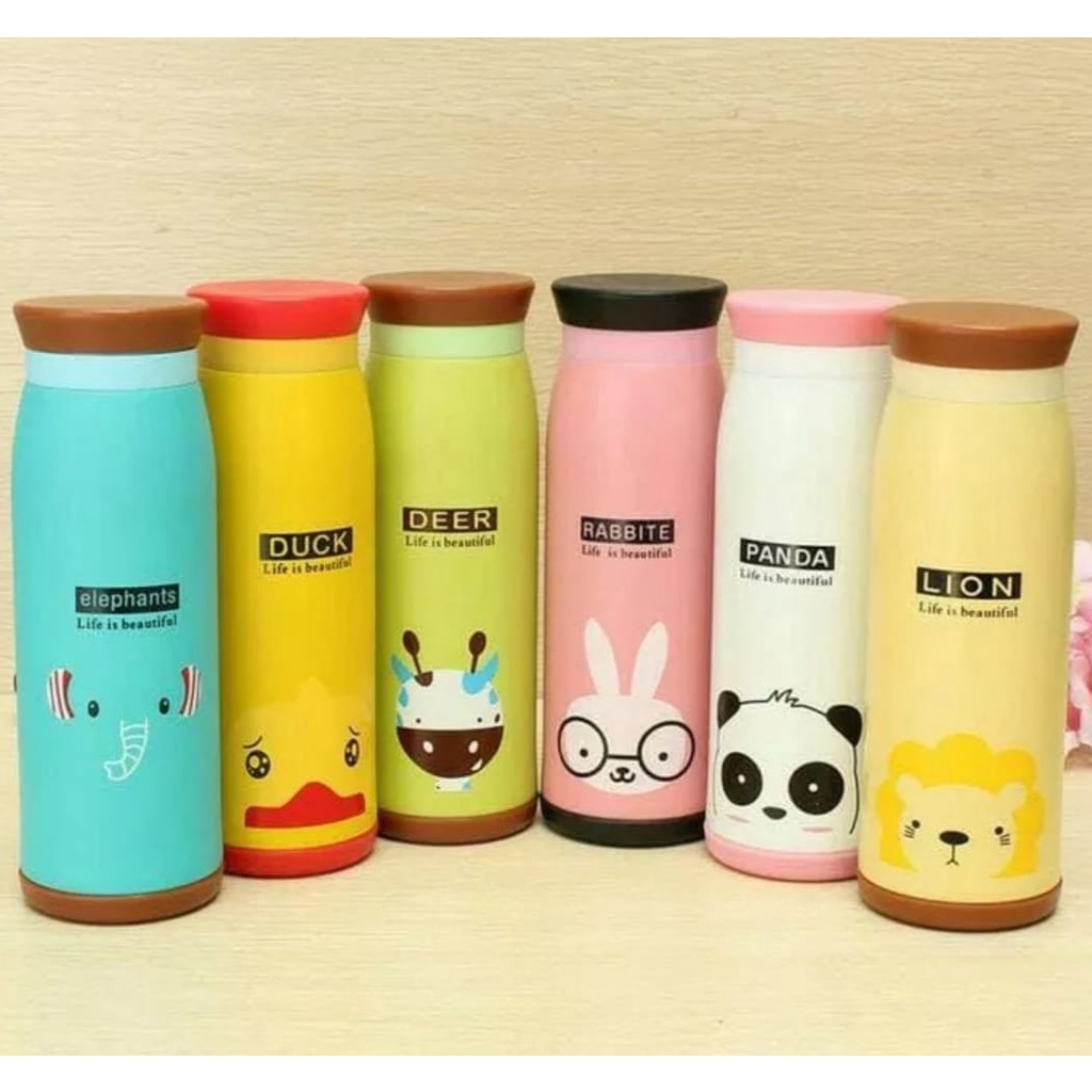 Termos 500ML Karakter Unik Cute Animal Stainless Steel-Thermos Thumbler Kartun Animal Stainless Steel 500ML-Tumbler Botol Minum Kuat Tahan Lama Bermotif Hewan Untuk Air Panas Dingin