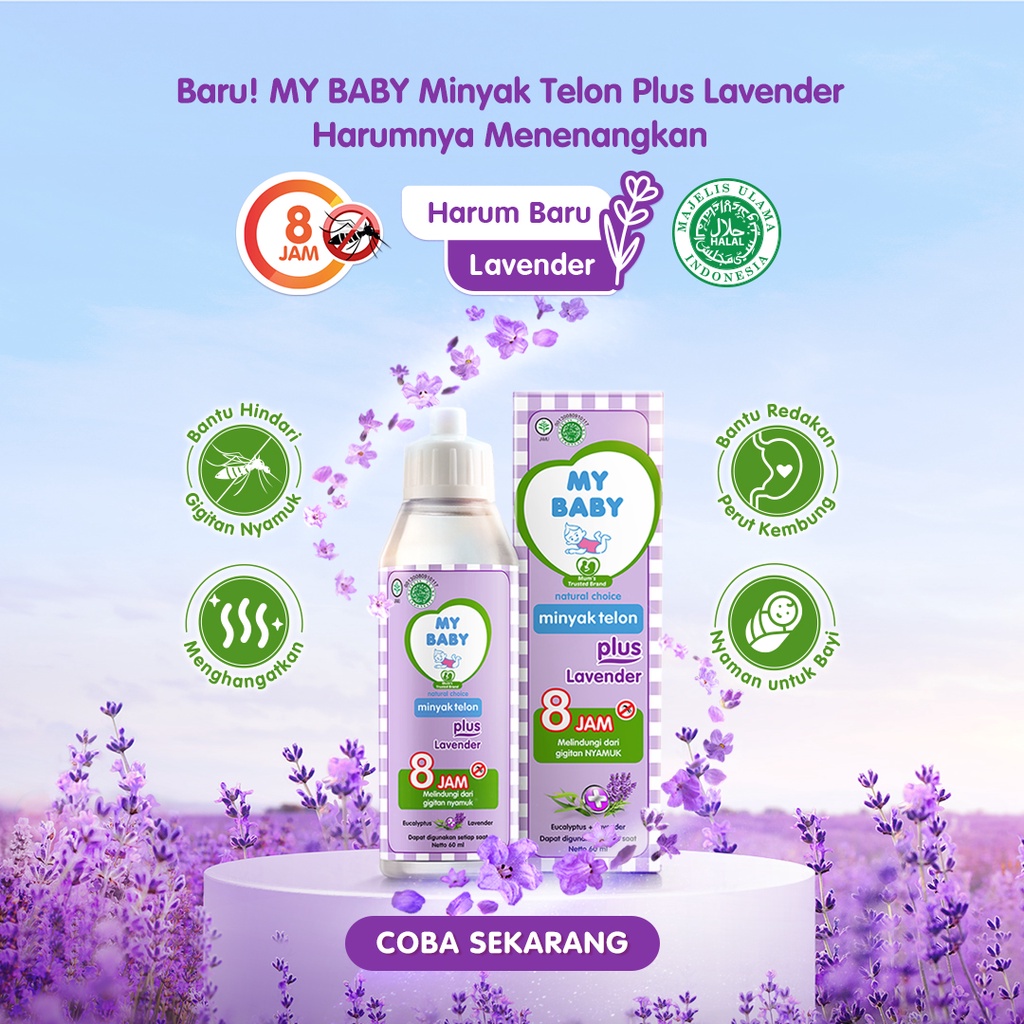 MY BABY Minyak Telon Plus Lavender [90 mL] - Minyak Bayi Anti Nyamuk 8 Jam - Exp: 11.2024