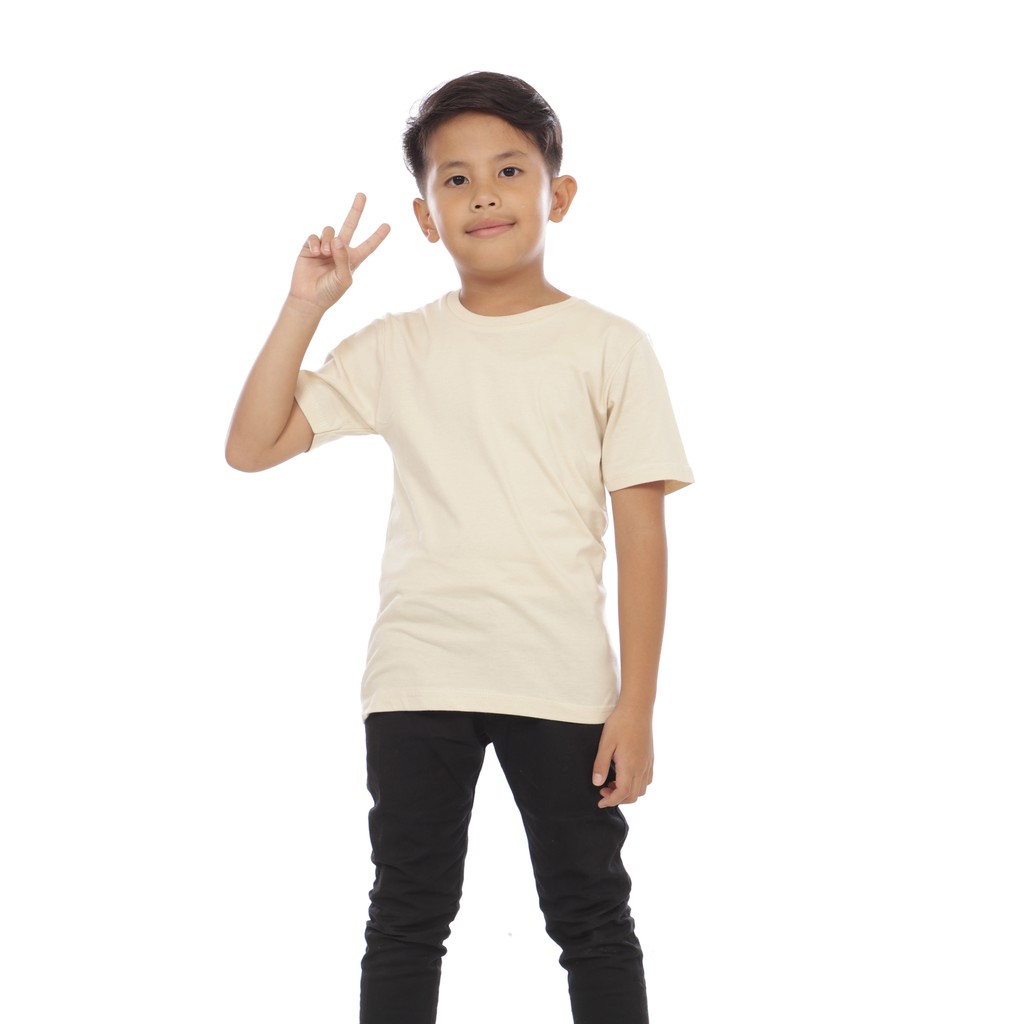 baju kaos polos anak cowo cewe cream lengan pendek baju kaos kekinian terbaru ( Cek Deskripsi )