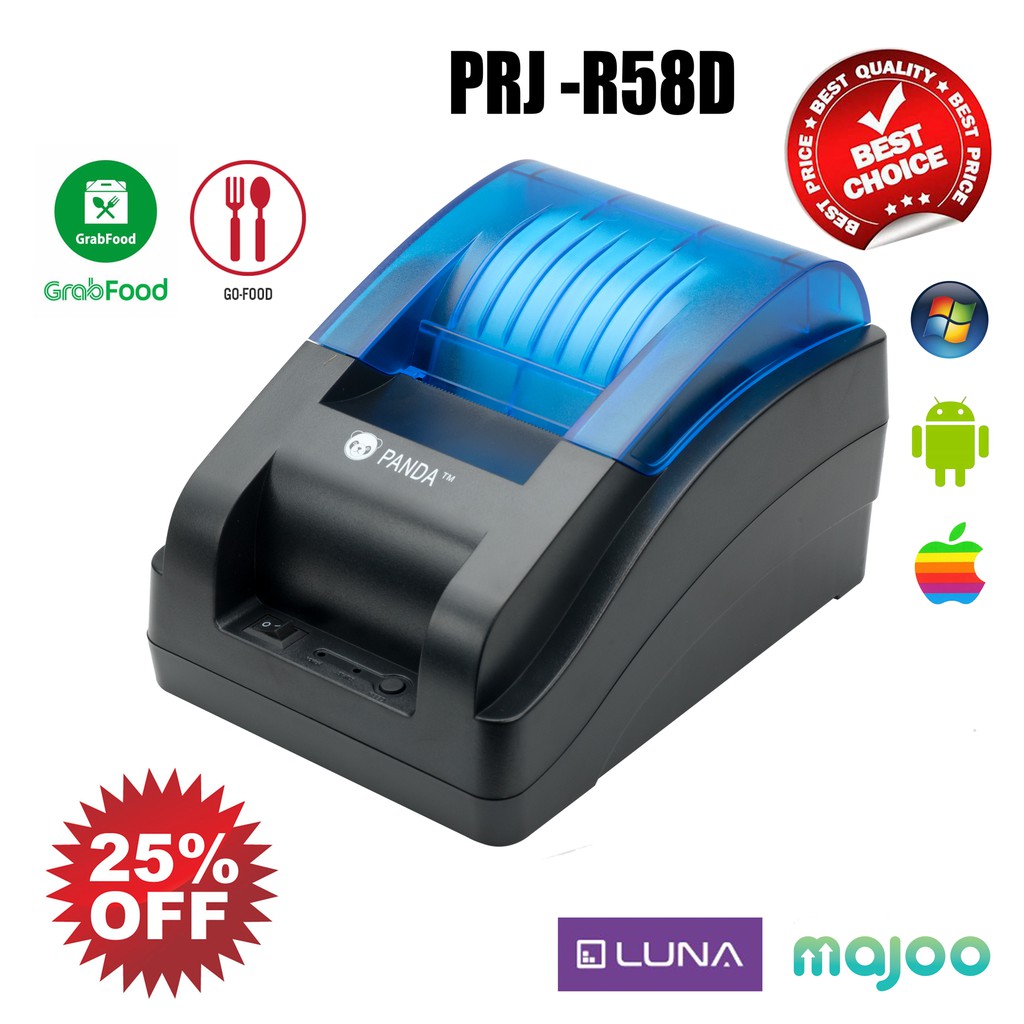 PRINTER BLUETOOTH THERMAL 58MM PANDA PRJ-R58D POS KASIR-PPOB SUPPORT RJ11 POS CASH DRAWER