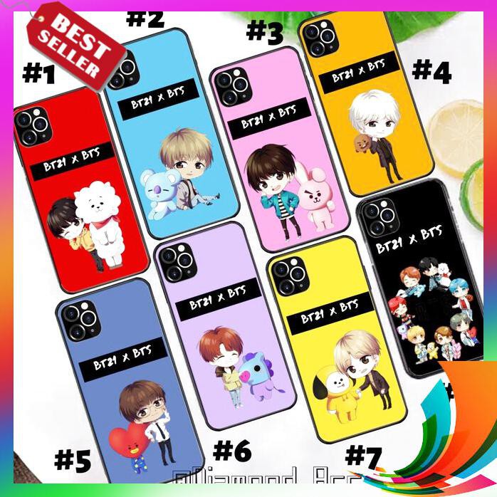 【TERBARU】 PREMIUM Case Hp Glass MOTIF BT21 X BTS OPPO A5S