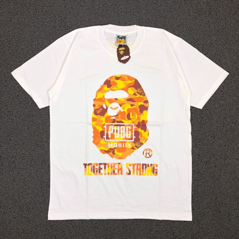 TSHIRT KOAS BAJU A BATHING APE BAPE X PUBG CAMO WHITE LIKE ORI