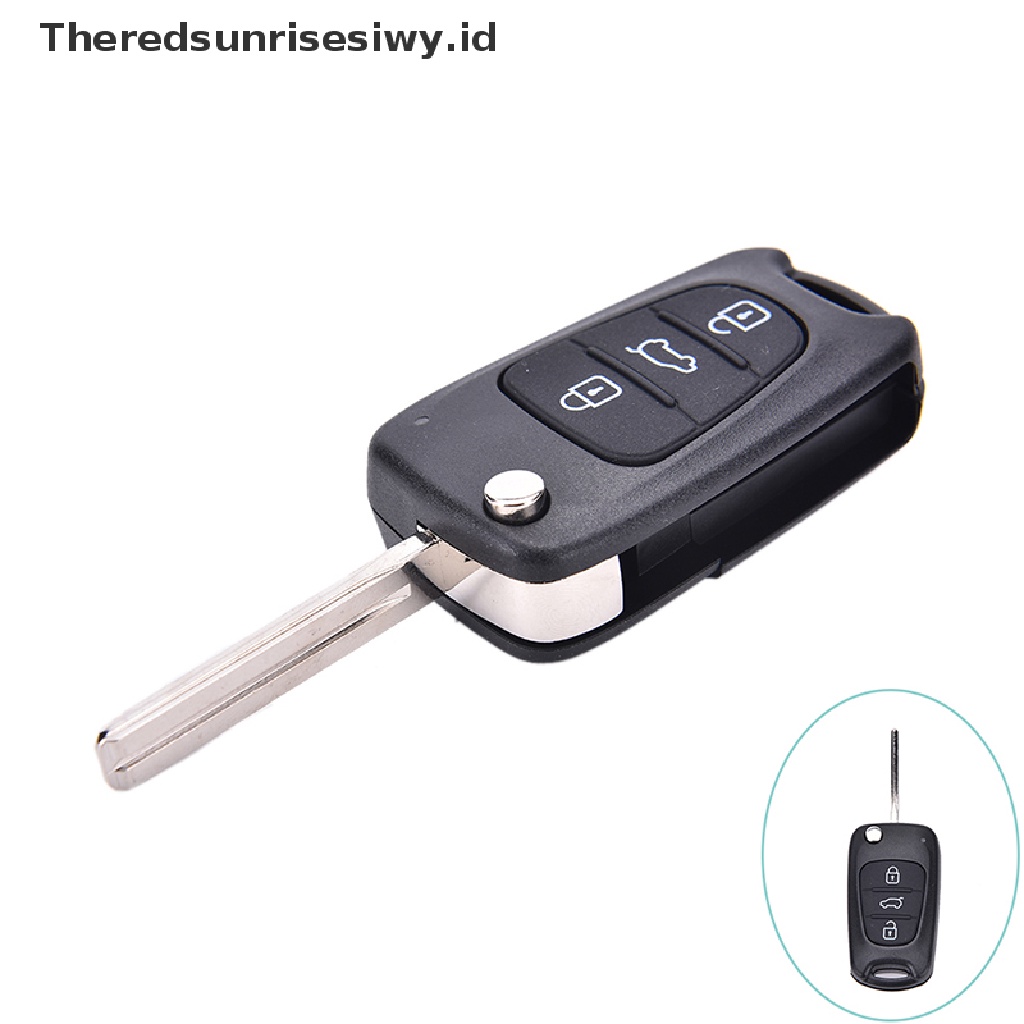 (Theredsunrisesiwy.Id) Rumah / Casing Kunci Remote Lipat 3 Tombol Plastik Warna Hitam Untuk Hyundai I20 I30 Ix35 I35