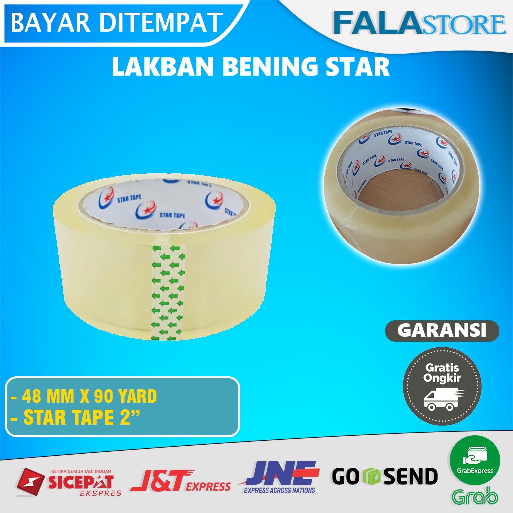 

Lakban Solasi Isolasi Opp Tape Solatip Selotip Bening Putih 90 Yard 48 mm Merk Star Tape 2 Inc