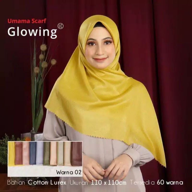 ❤Miss.Vinka❤ Jilbab Pesta Kondangan Pernikahan Umama Glowing LC segiempat / Hijab Square Sinar kerudung Polos