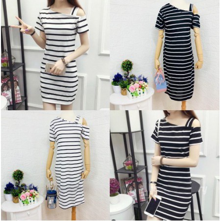 BEFAST - Dress SOHVI Salur Sling / Lorisa / Baju Dress Cantik / Dress Casual / Dress Motif Garis-Garis / Dress Santai / Dress Model Style Wanita Korean