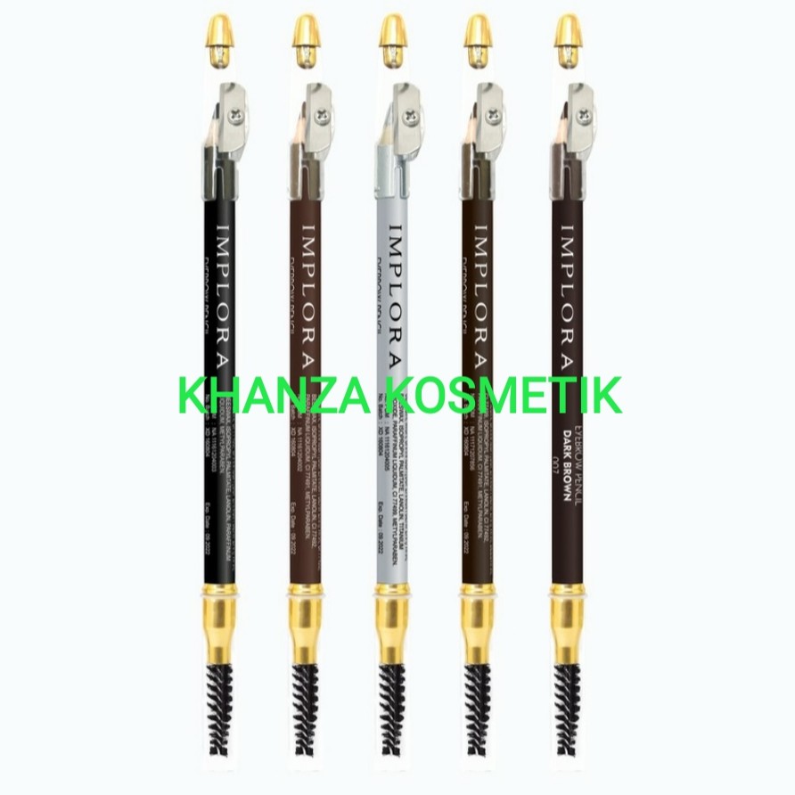 KHANZAACC IMPLORA Pensil Alis 2in1 - Soft Type Eyebrow Pencil Original BPOM