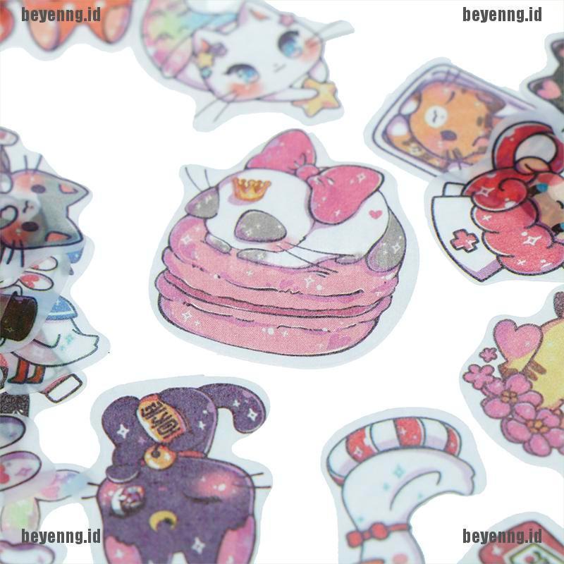 Bey 100pcs / Pak Stiker Motif Kucing / Bunga Kawaii Untuk Dekorasi Diary / Scrapbook