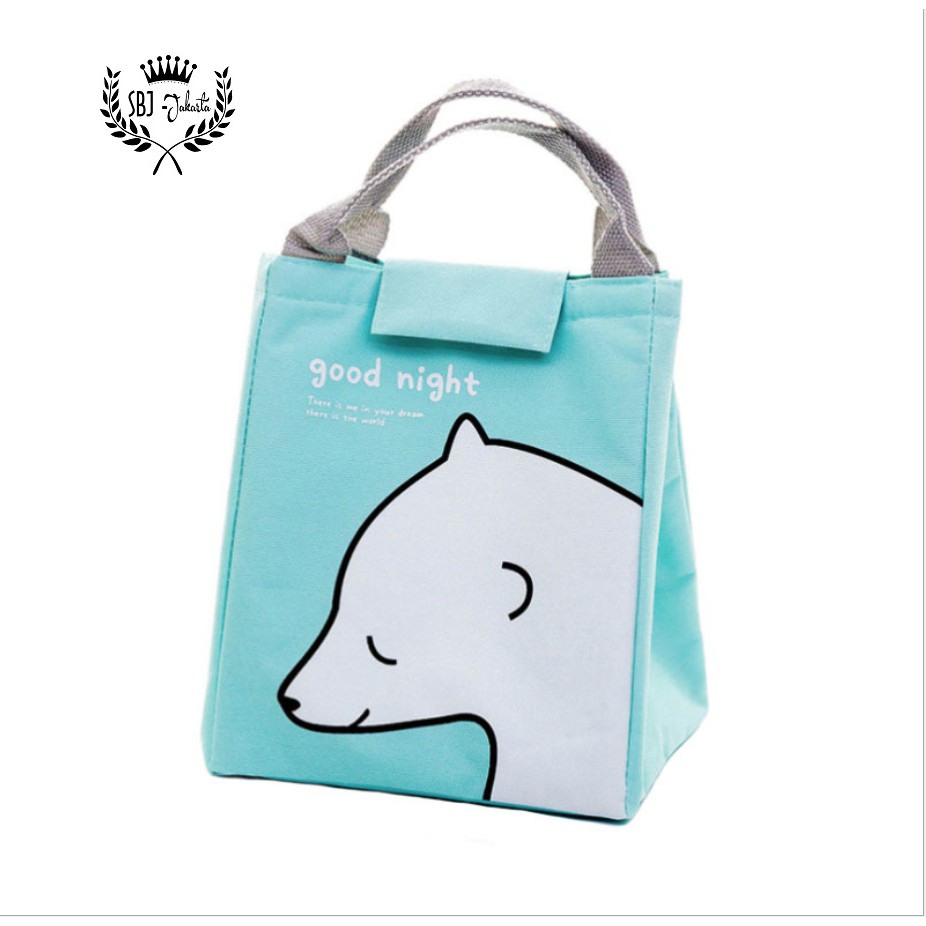 Lunch bag Tas bekal Insulated lunch bag seri HAPPY LIFE UKURAN BESAR