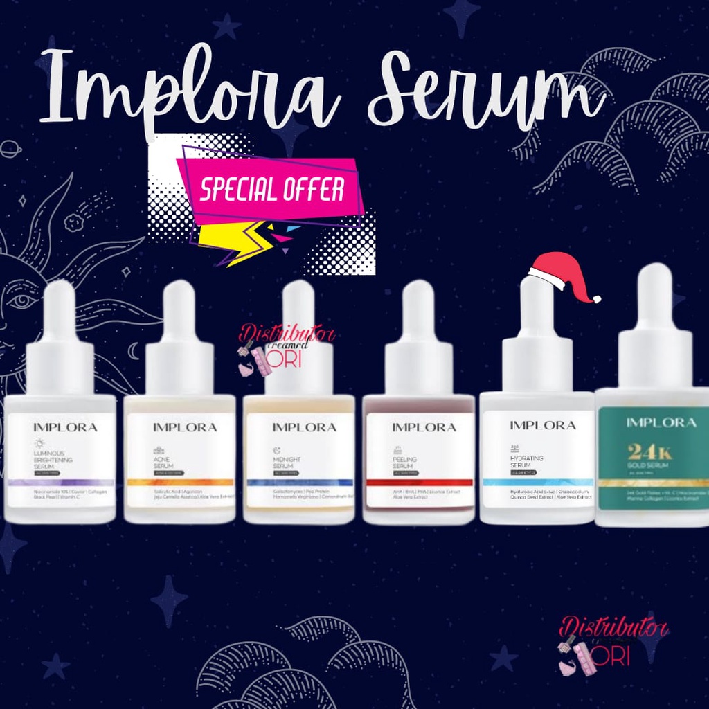 SERUM WAJAH IMPLORA/ IMPLORA FACE SERUM acne IMPLORA LUMINOUS BRIGHT MIDNIGHT PEELING HYDRATING impl
