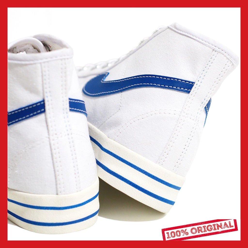 ORIGINAL - Sepatu Brand Lokal Kasual Pria Wanita No Brand White Blue Hi Not Sneakers Compass Retrograde Putih Biru