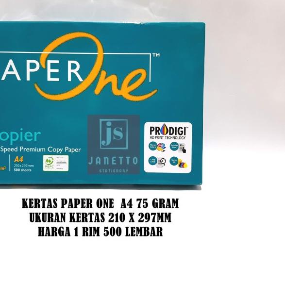 

☑ Kertas hvs Paper one A4 75 gram HARGA PER RIM ♤