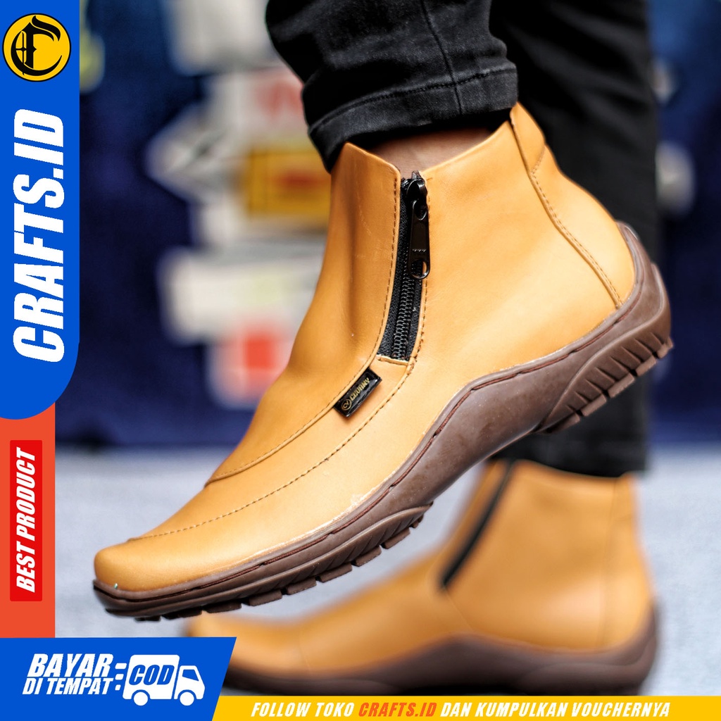 Sepatu Formal Pria Sepatu Casual Pria Kulit Asli Zipper Sepatu Pantofel Kerja Kantor Kuliah Kondangan Sepatu Hitam Pria CRAFTS CORAZ