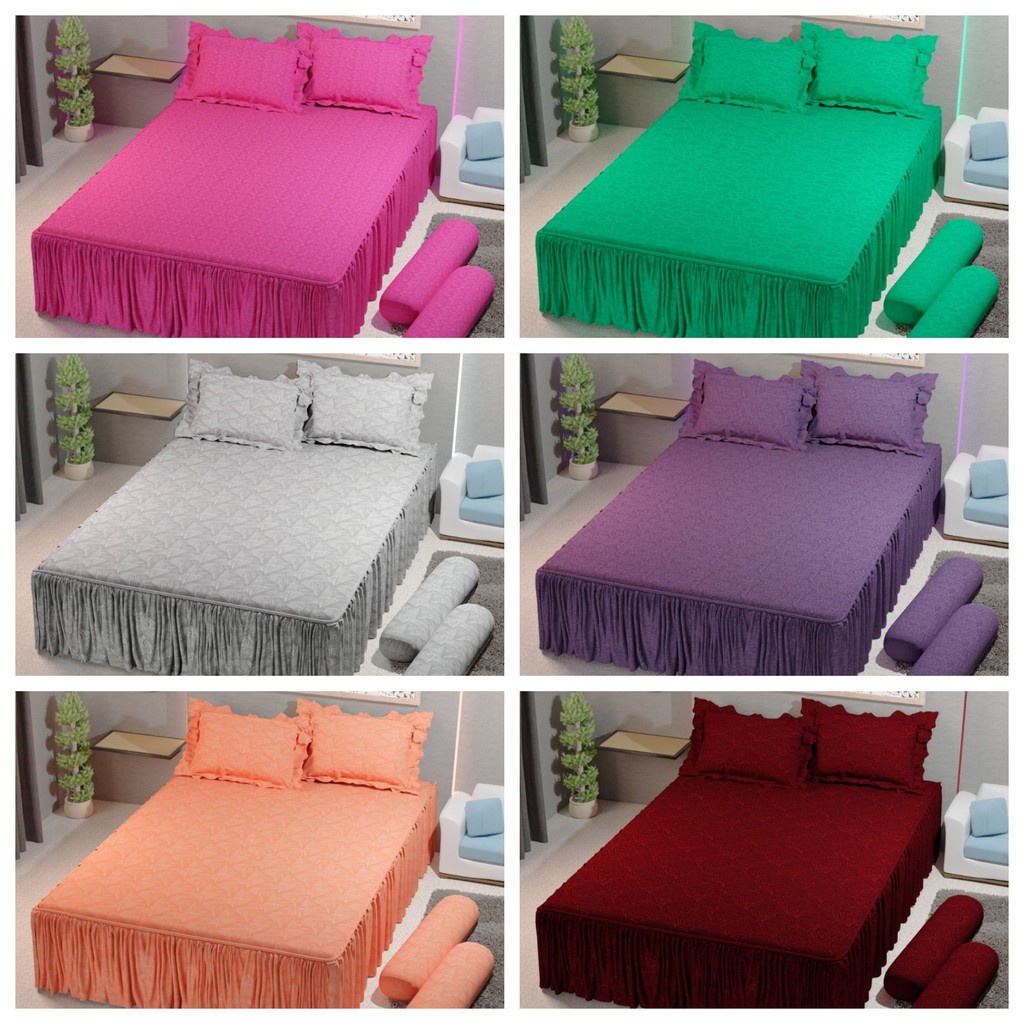 Sprei Rumbai Monalisa Polos Emboss Ukuran 160x200 Queen & 180x200 King Seprai Rempel Embos Polos Mon