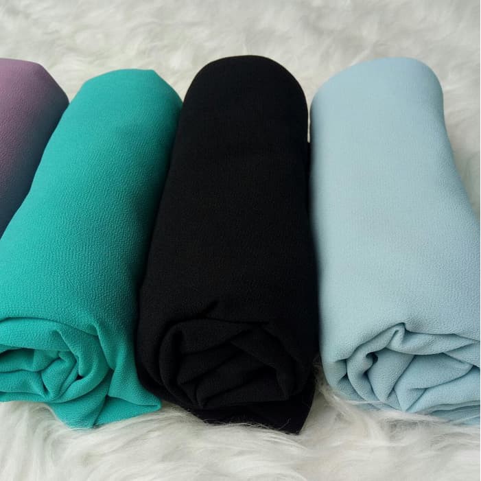 Pashmina Jilbab Baru Ceruti Georgette Hijab Pastel Scarf Shawl Krudung Biru Muda Murah TBEB4386