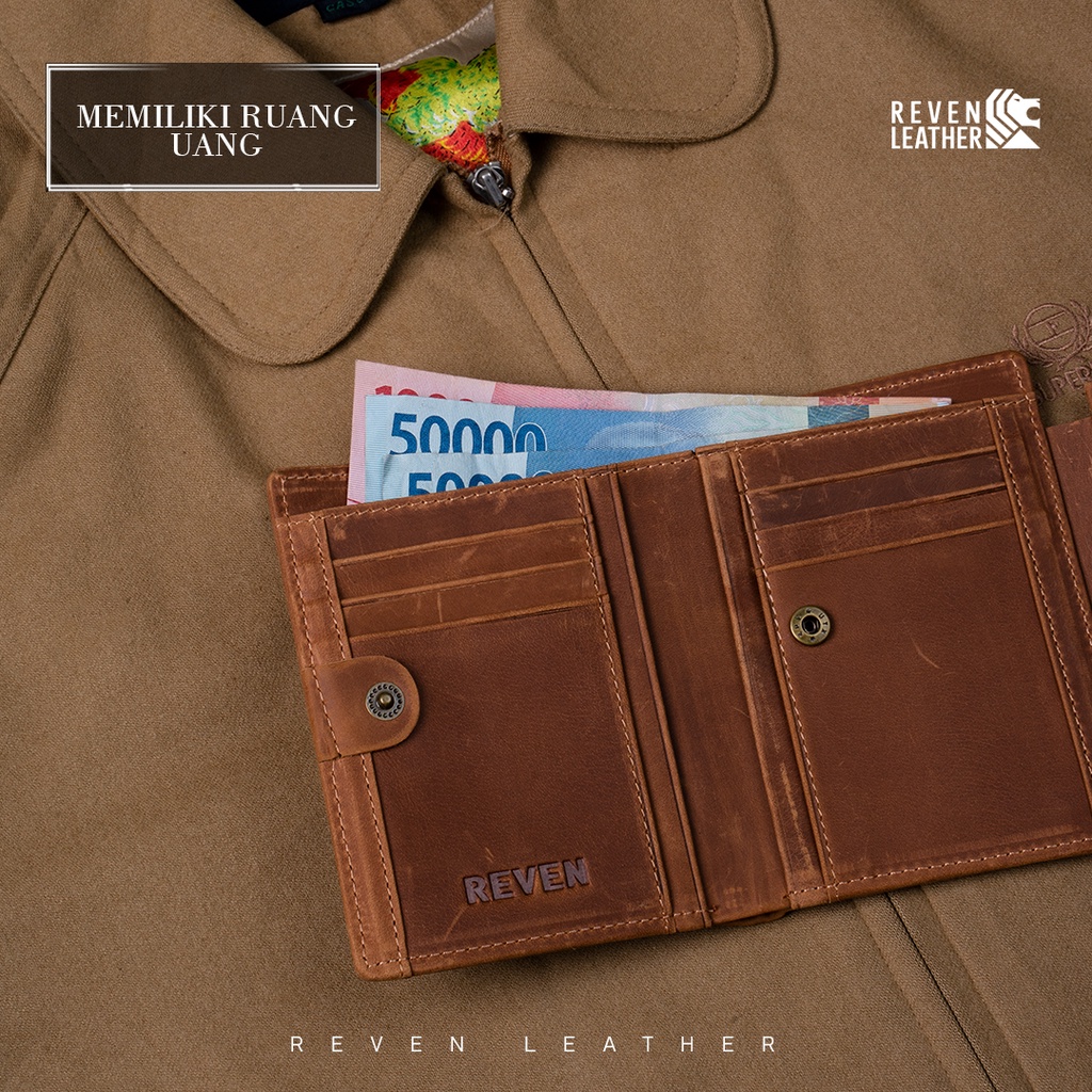 REVEN LEATHER - Aslan wallet dompet pria kulit asli model lipat tanggung
