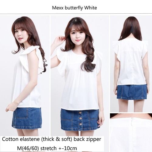 Atasan Wanita Blouse Kemeja ORI Branded Mexx Butterfly White