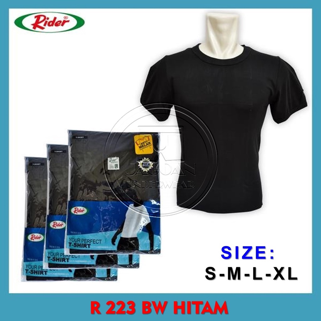 Kaos Dalam Oblong RIDER O-NECK R 223 BW HITAM ISI 1PCS