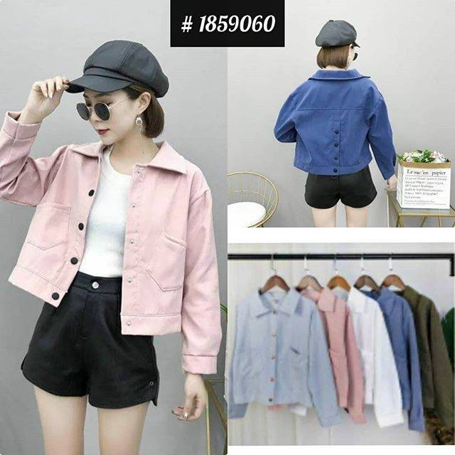 Jaket suede kerah musim dingin kancing kemeja outer ala korea