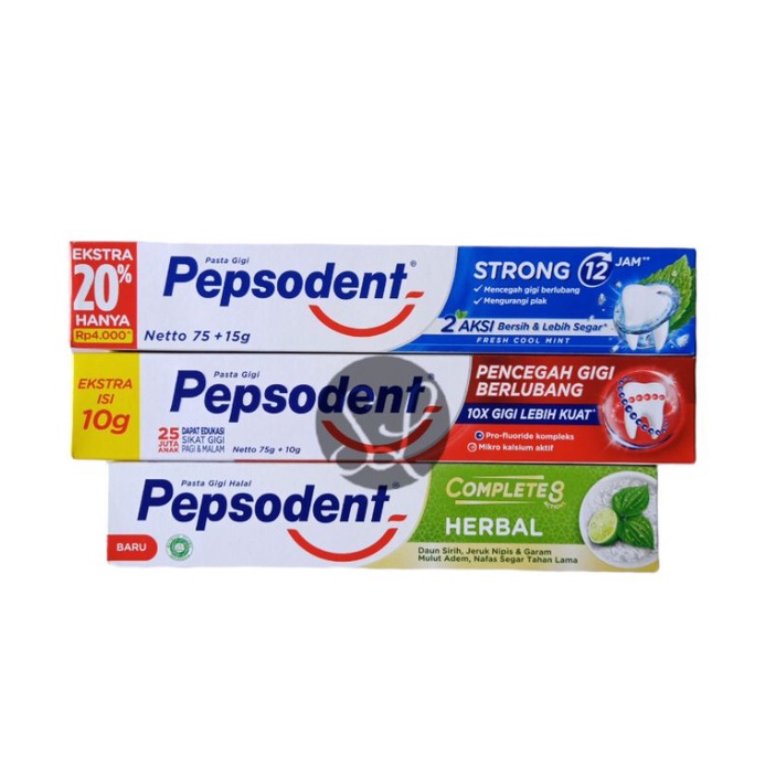 Pasta Gigi Pepsodent White 75gr / Pasta Gigi Pepsodent Strong 75gr / Pasta Gigi Pepsodent Herbal 75gr