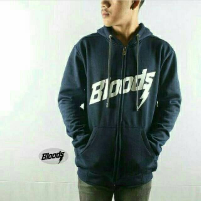 jaket bloods navy/bb bomber parka parasut jeans