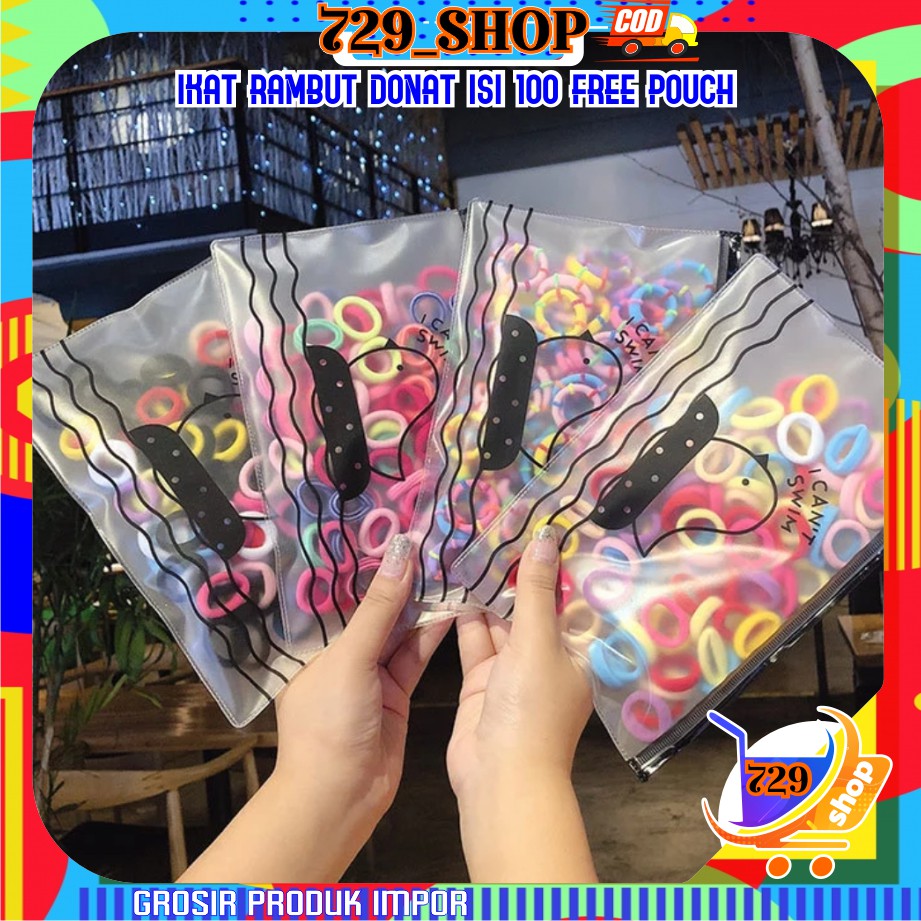 [isi 50 pcs] Ikat Rambut Donat Terlaris Free Pouch Korean Style Import