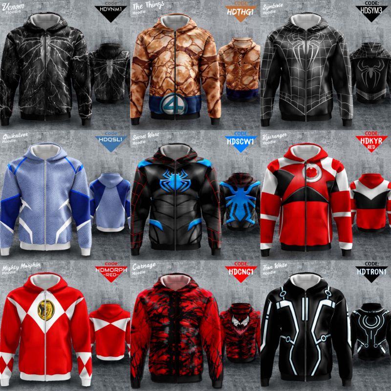 JAKET HOODIE SUPERHERO, ANIME, TOKUSATSU. All New.