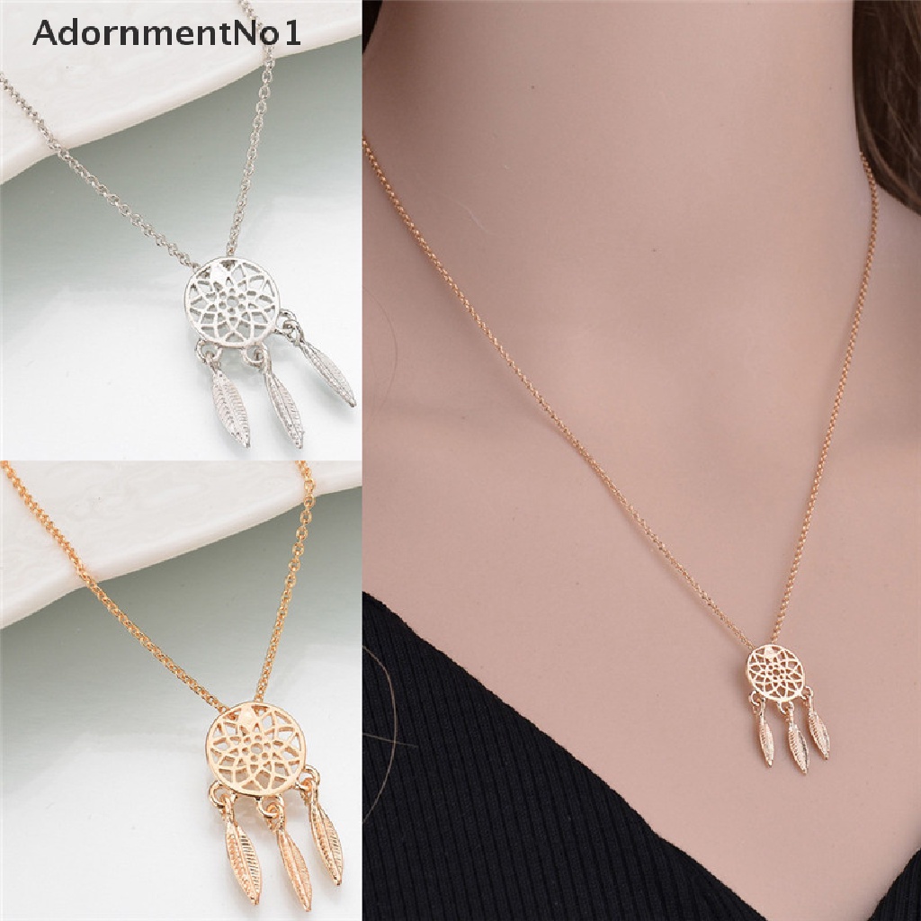 (AdornmentNo1) Kalung Rantai Panjang Liontin Dream Catcher Gaya Retro Warna Gold / Silver Untuk Wanita