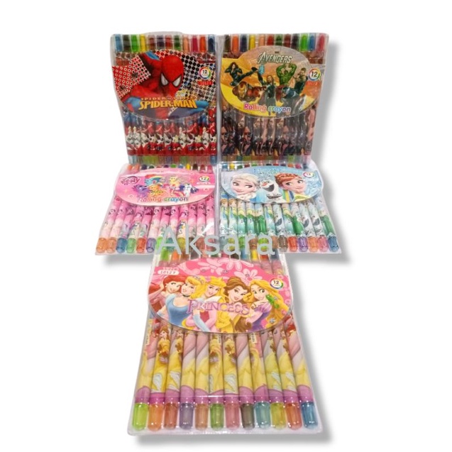 

SATU SET ( Isi 12 WARNA ) Rolling Crayon Crayon Putar Karakter 12 Warna Panjang