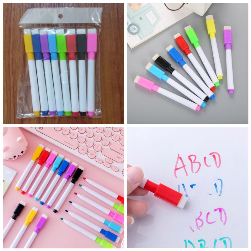 

Spidol + penghapus Whiteboard Warna Warni Wipeclean wipe and clean board marker 1set isi 8pcs